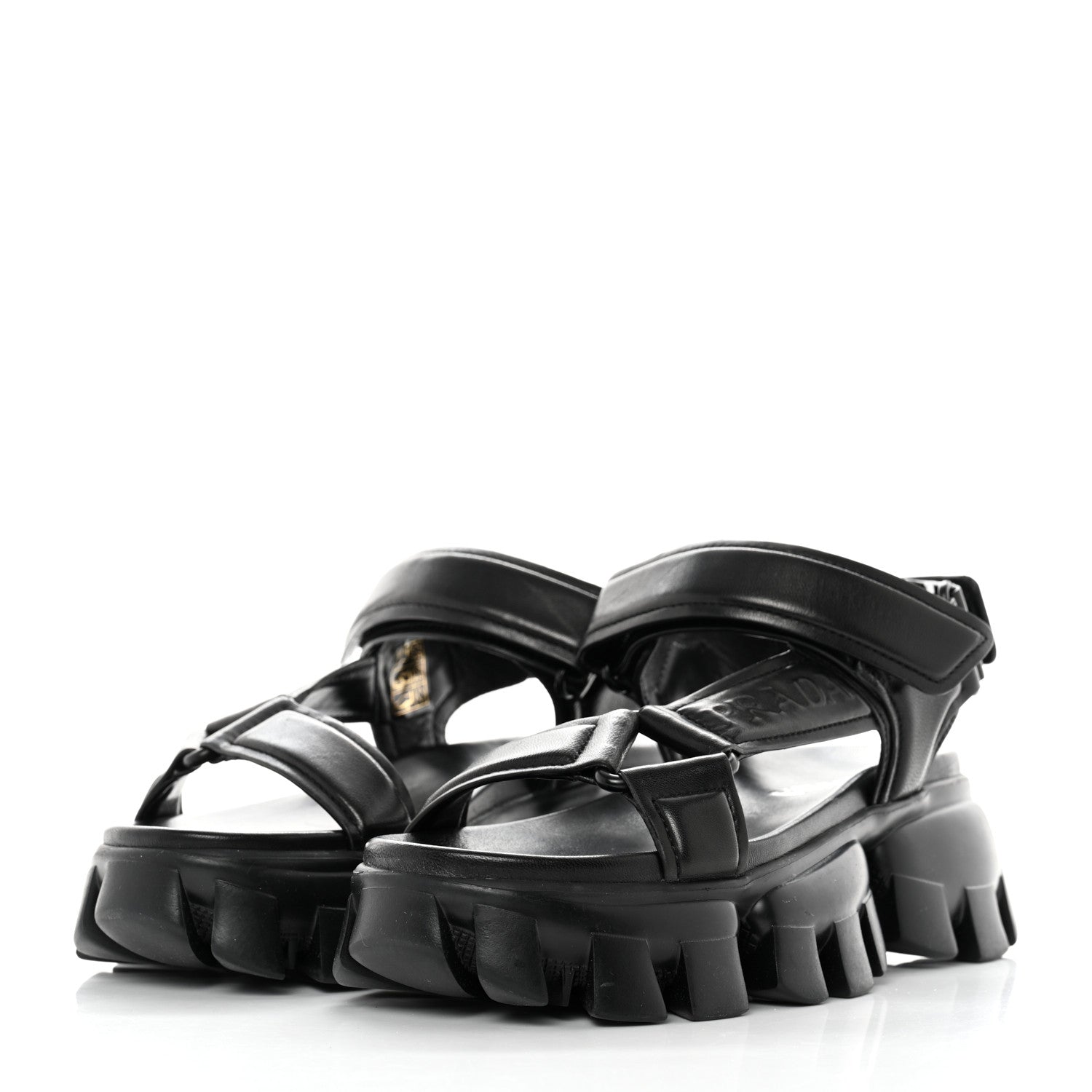 Prada Nappa Logo Embossed Thunder Sole 50mm Sport Sandals 36 Black 3 of 9