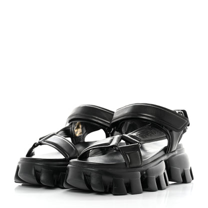 Prada Nappa Logo Embossed Thunder Sole 50mm Sport Sandals 36 Black 3 of 9