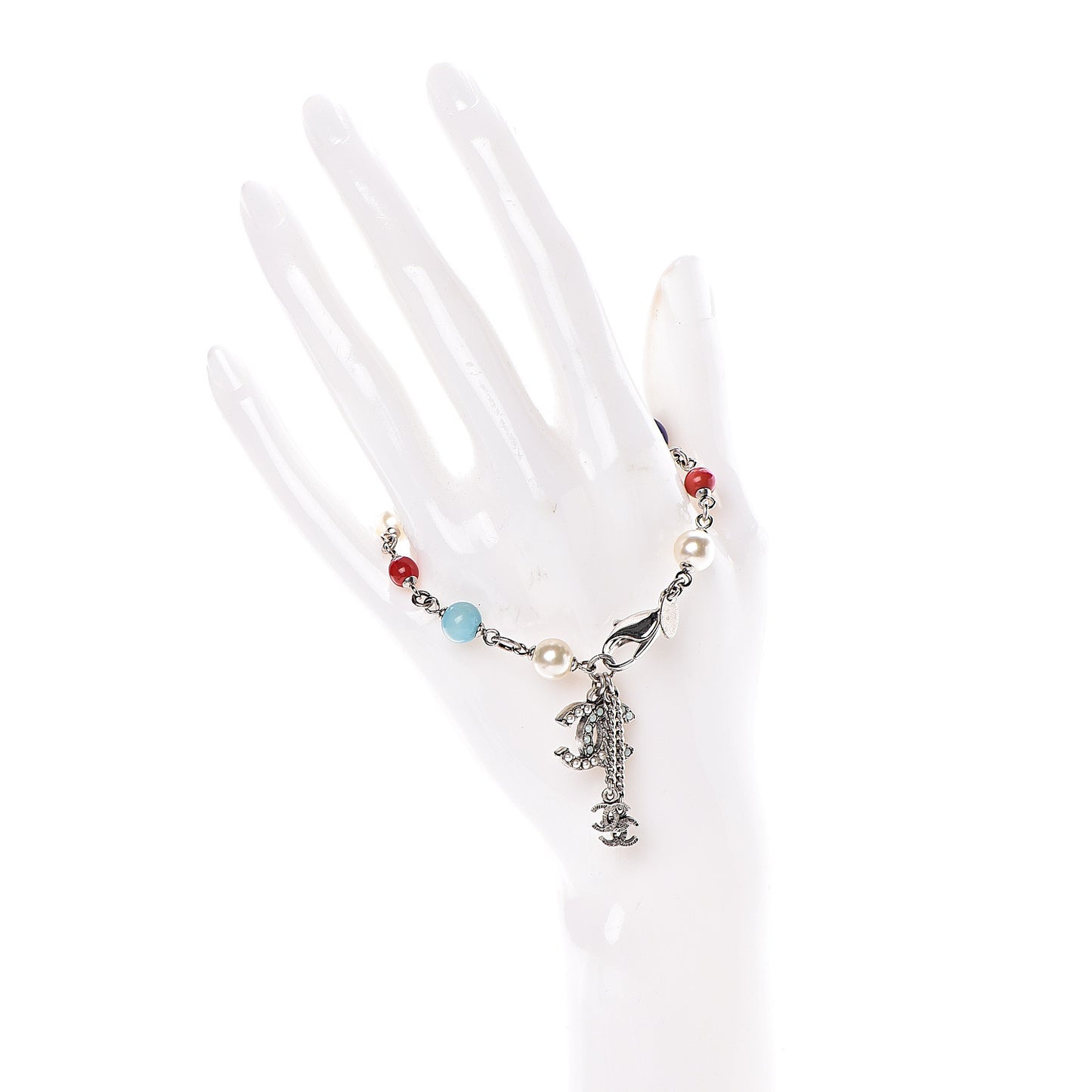 Pearl Beaded CC Charm Bracelet Multicolor