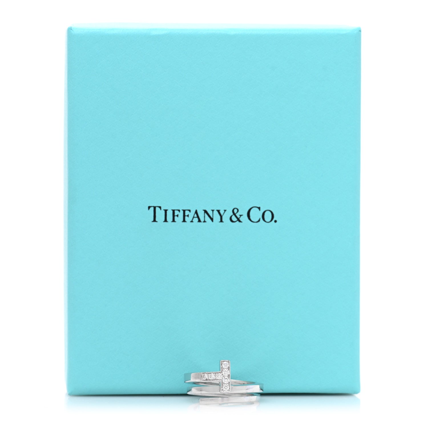 Tiffany 18K White Gold Diamond T Square Wrap Ring 49/5 5 of 5