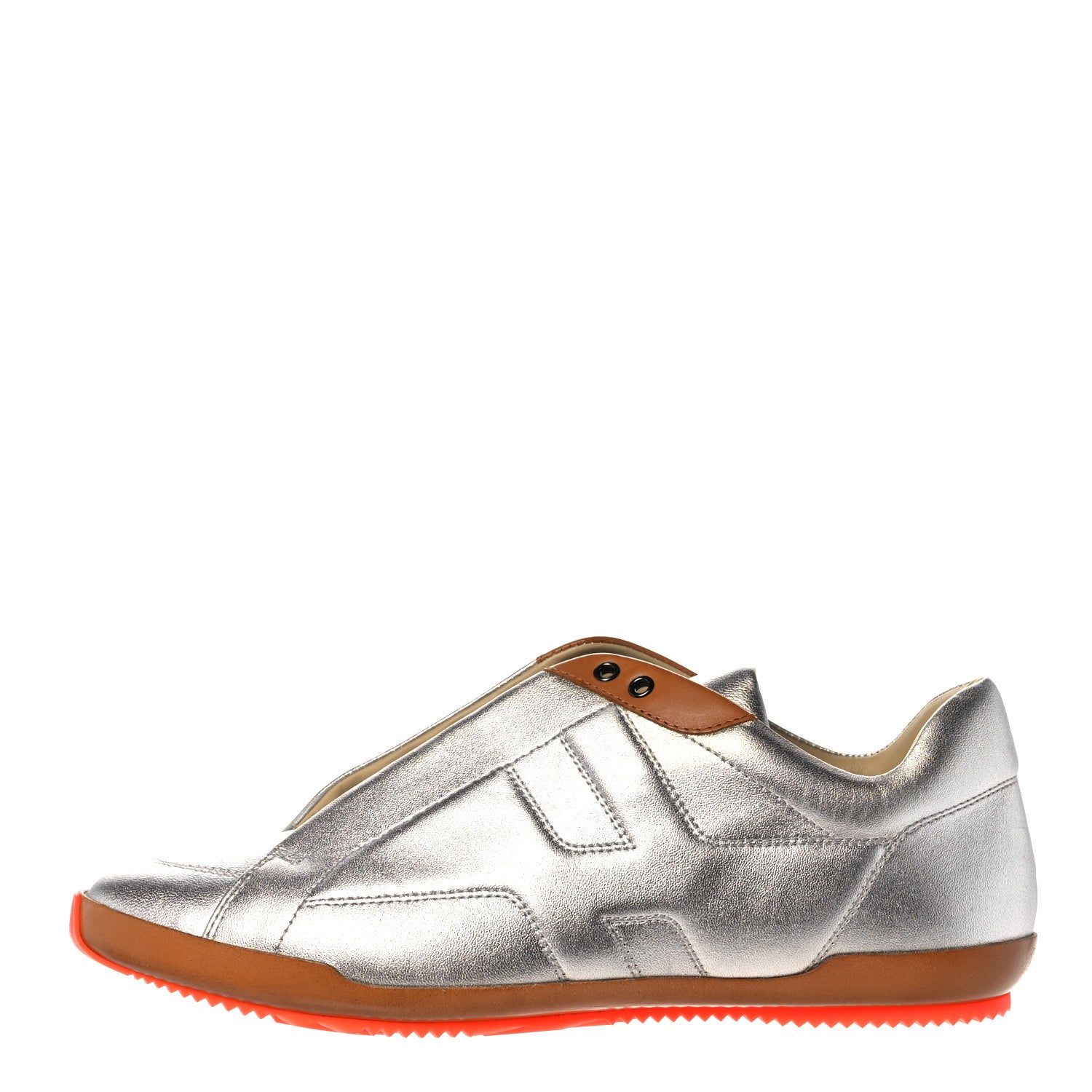 Hermes Metallic Nappa Womens Sneakers 38.5 Gris Argente 1 of 10