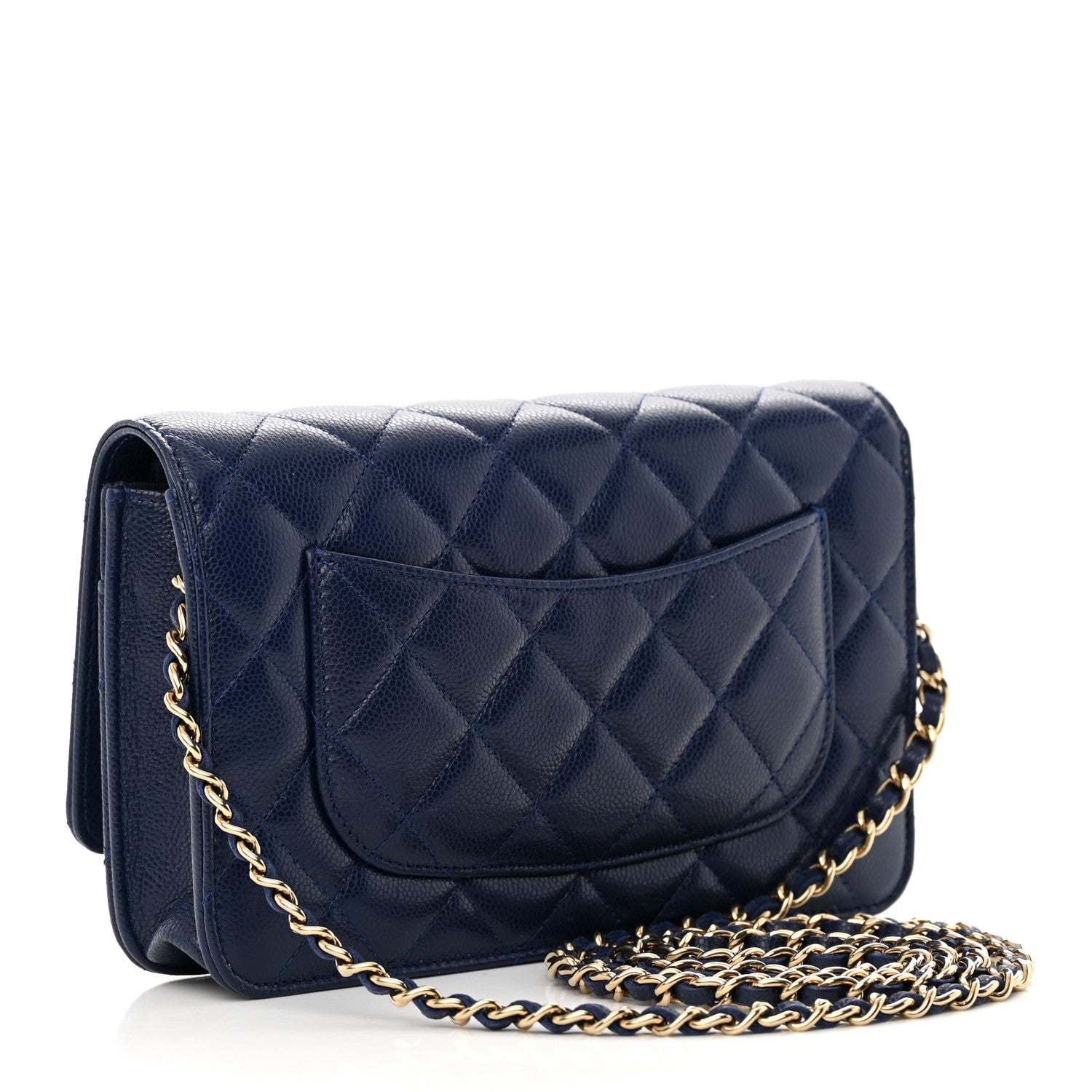 Chanel Caviar Quilted Wallet on Chain WOC Navy Blue 3 of 12