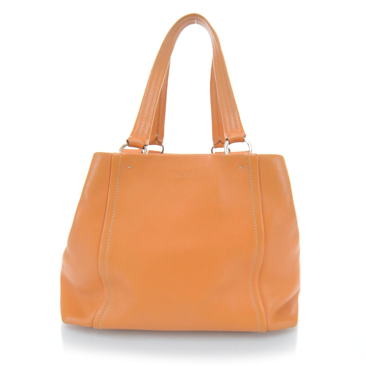 Vitello Daino Leather Tote Orange