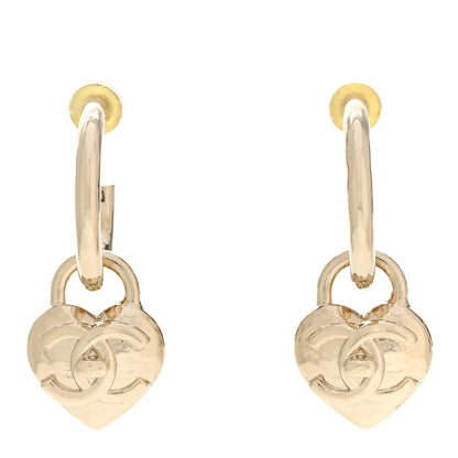 Chanel Metal CC Heart Turnlock Drop Earrings Gold 1 of 5