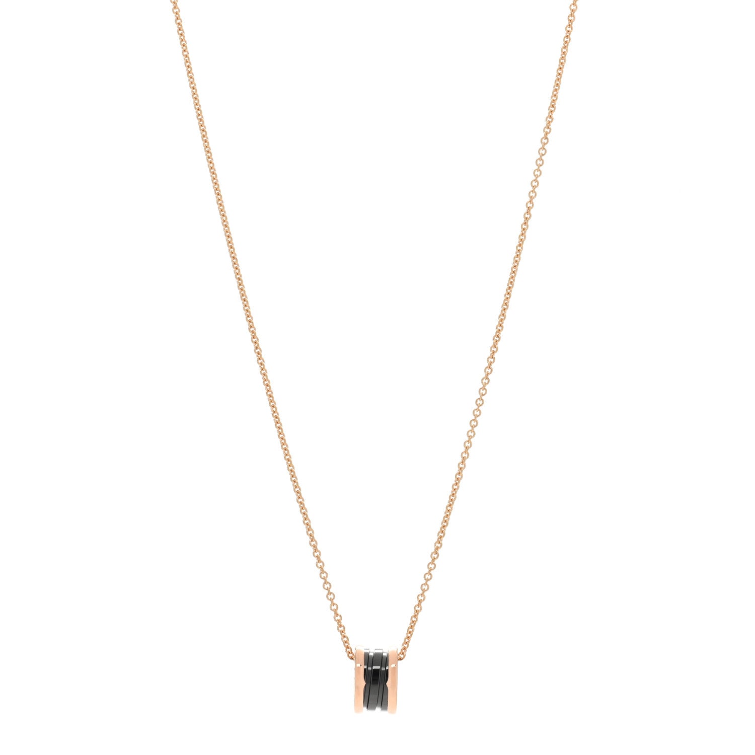 Bulgari 18K Rose Gold Black Ceramic B.Zero1 Pendant Necklace 1 of 3