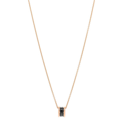 Bulgari 18K Rose Gold Black Ceramic B.Zero1 Pendant Necklace 1 of 3
