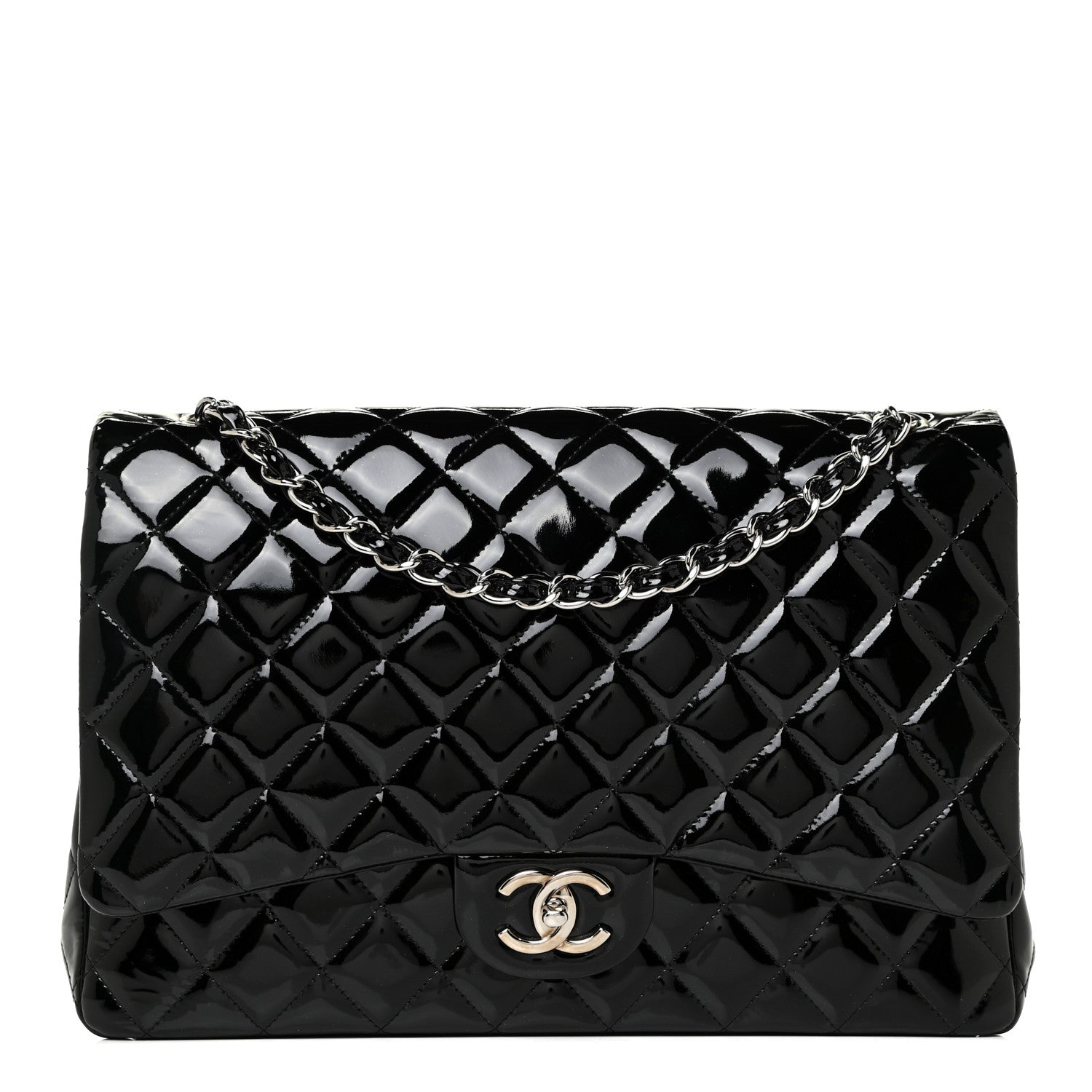 Chanel Patent Quilted Maxi Double Flap Black 1 of 25
