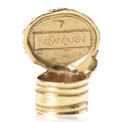 Saint Laurent Glass Cabochon Arty Ovale Ring 7 Gold Lapis 5 of 5