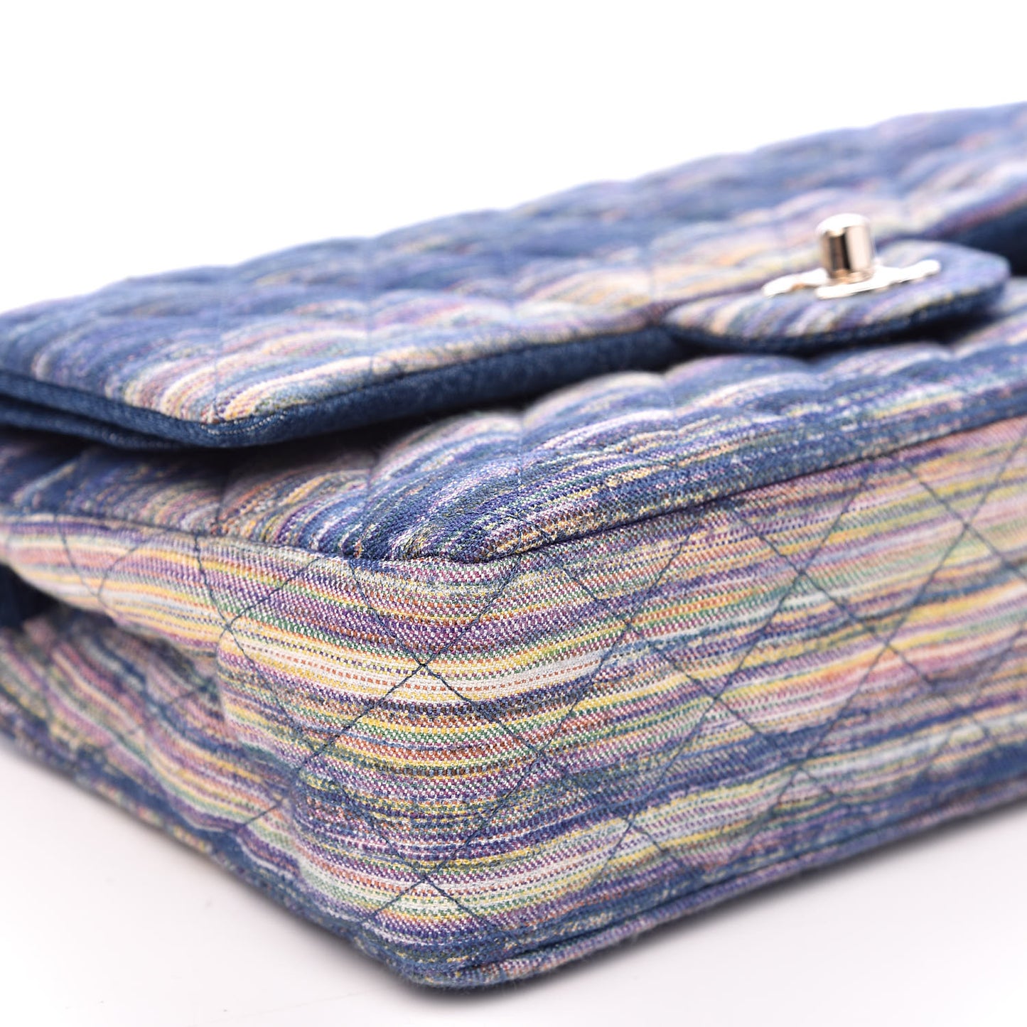 Denim Quilted Medium Double Flap