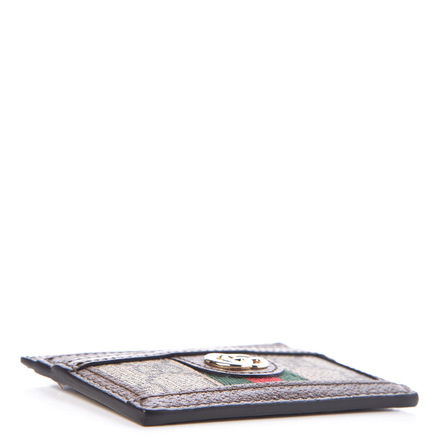 GG Supreme Monogram Ophidia Card Holder Brown