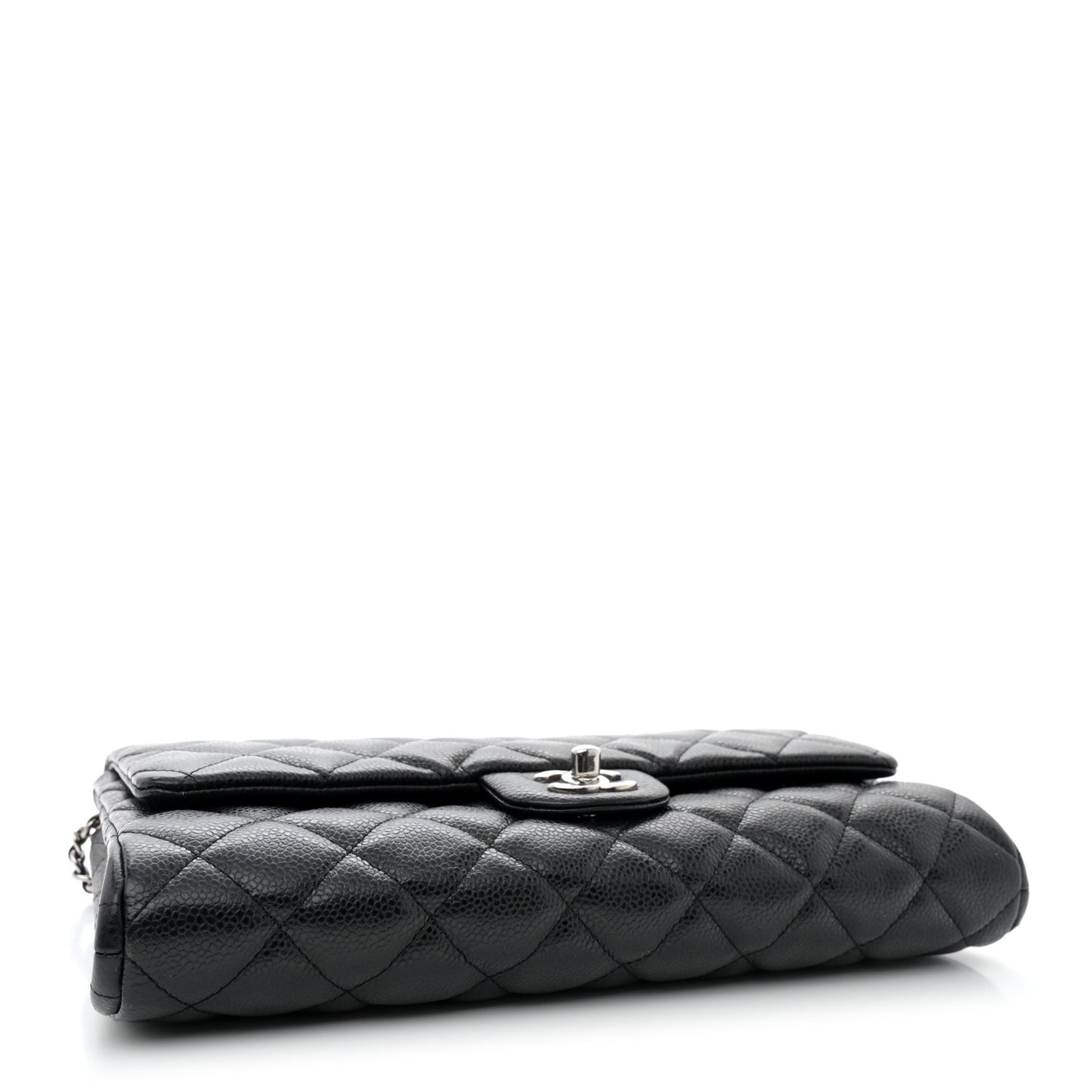 Caviar Quilted Clutch With Chain Flap Black