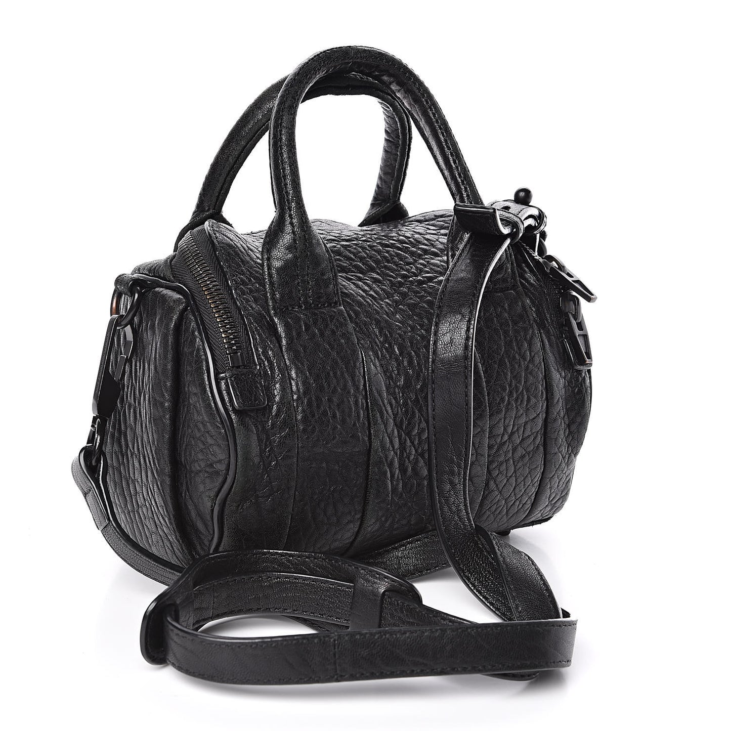 Pebbled Lambskin Mini Rockie Black Matte Black Hardware