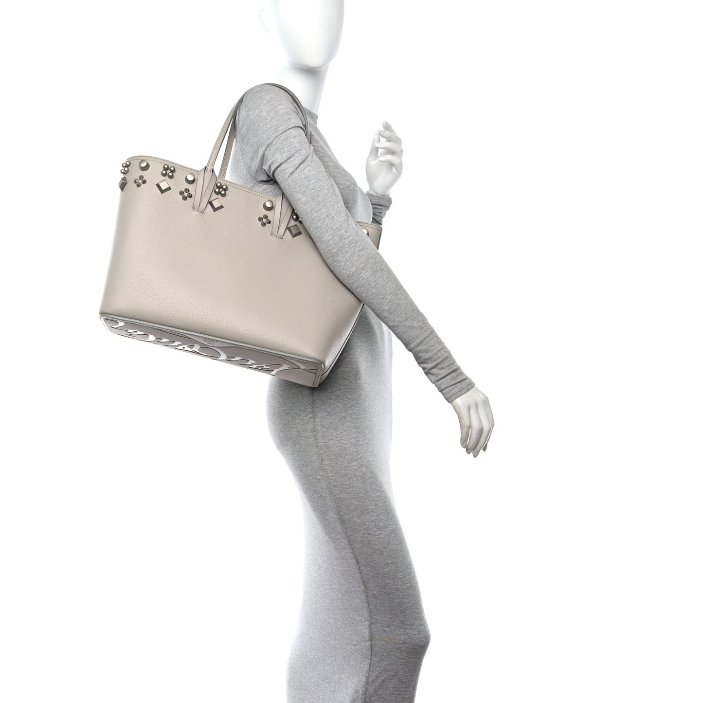 Calfskin Empire Spike Studded East West Cabata Tote Goose