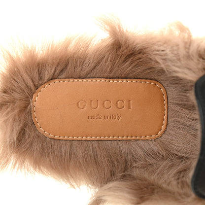 Gucci Calfskin Fur Womens Princetown Slippers 37.5 Black 6 of 8