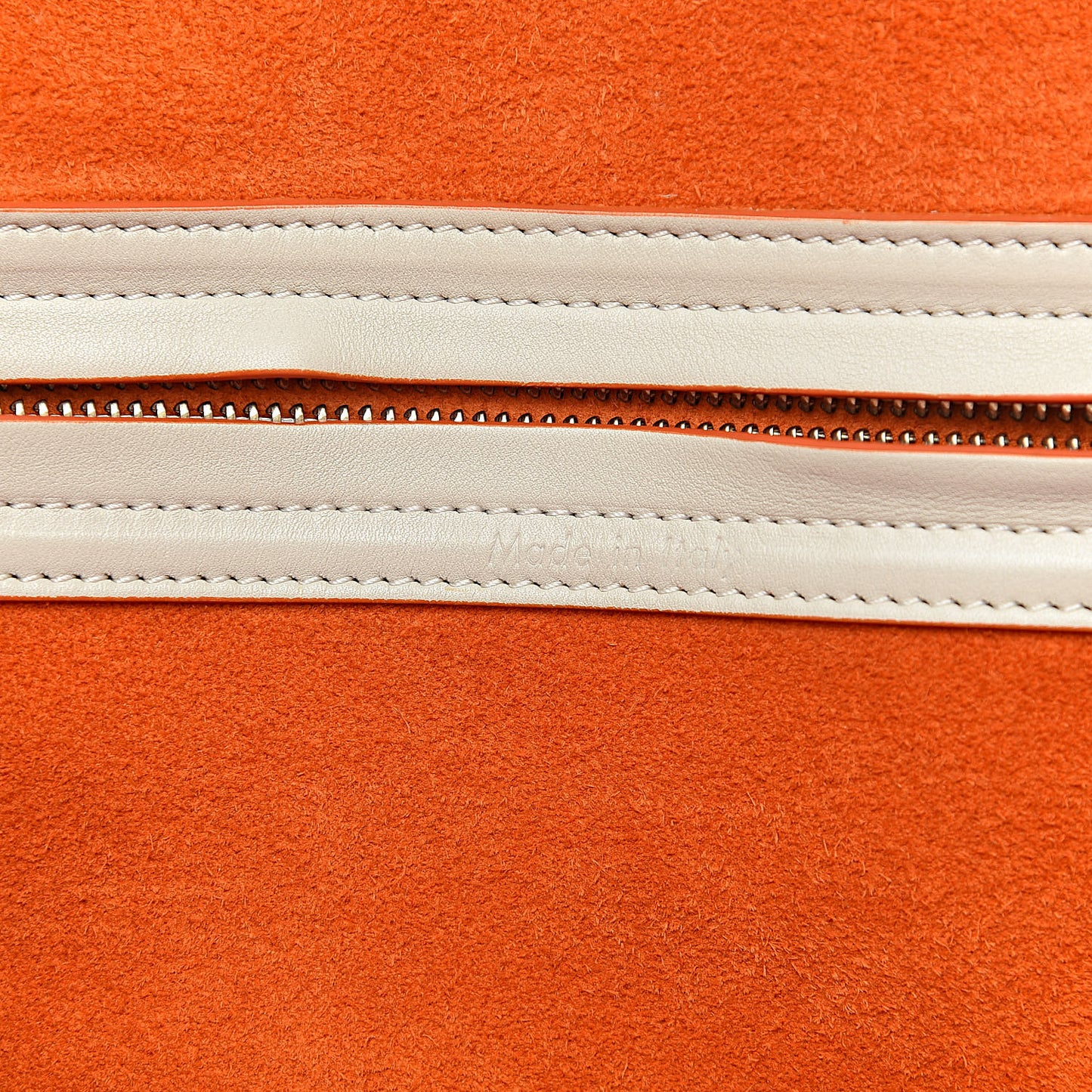 Smooth Calfskin Medium Phantom Luggage Chalk Orange Trim