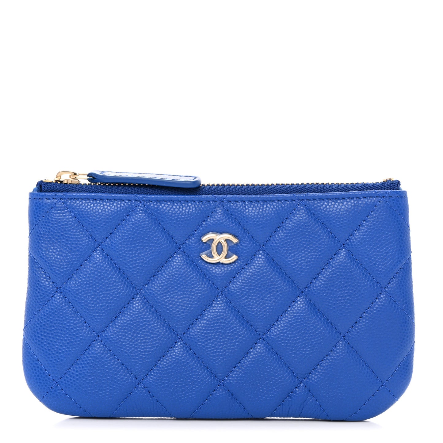 Caviar Quilted Small Cosmetic Case Blue