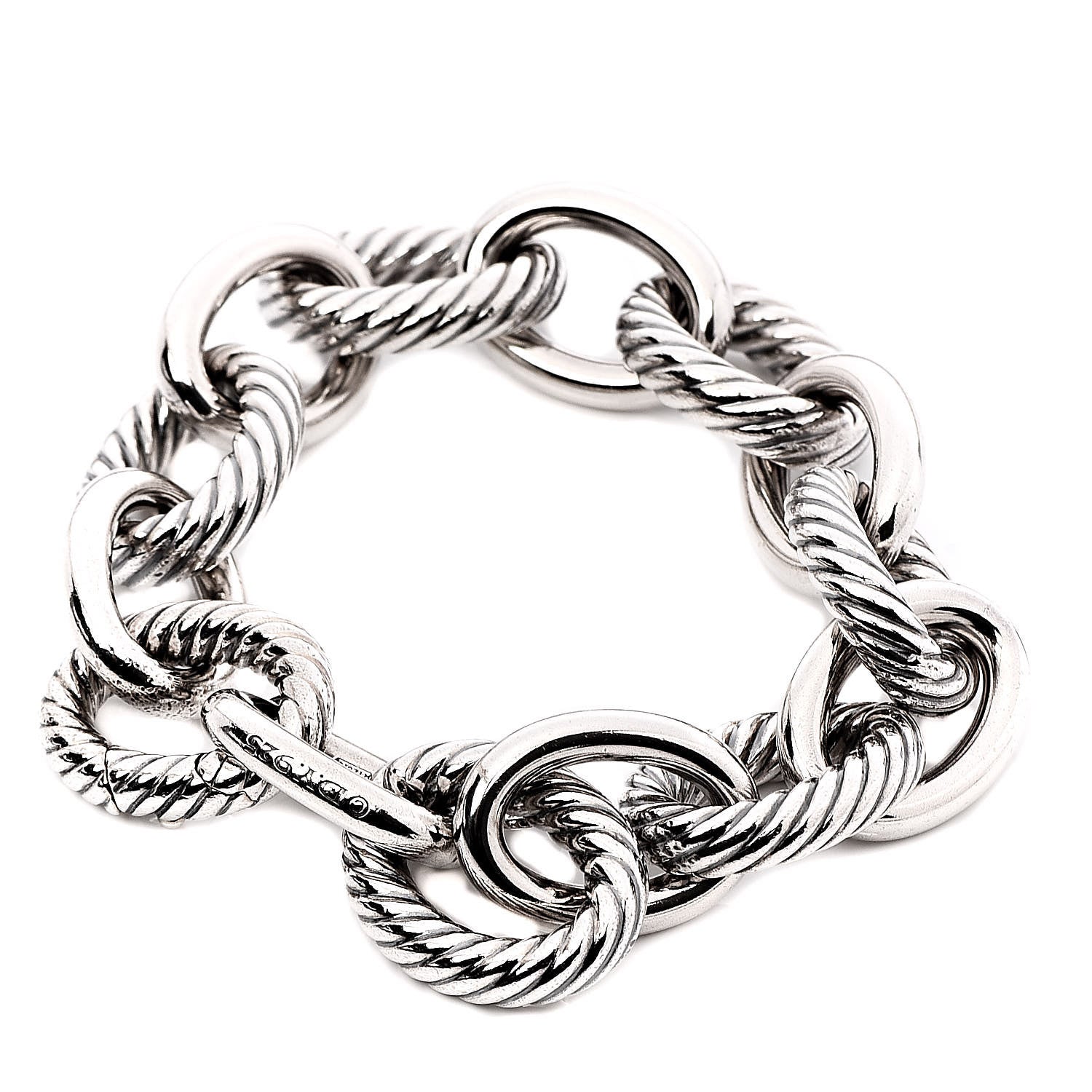 David Yurman Sterling Silver 17mm Extra Large Oval Link Bracelet 3 of 4