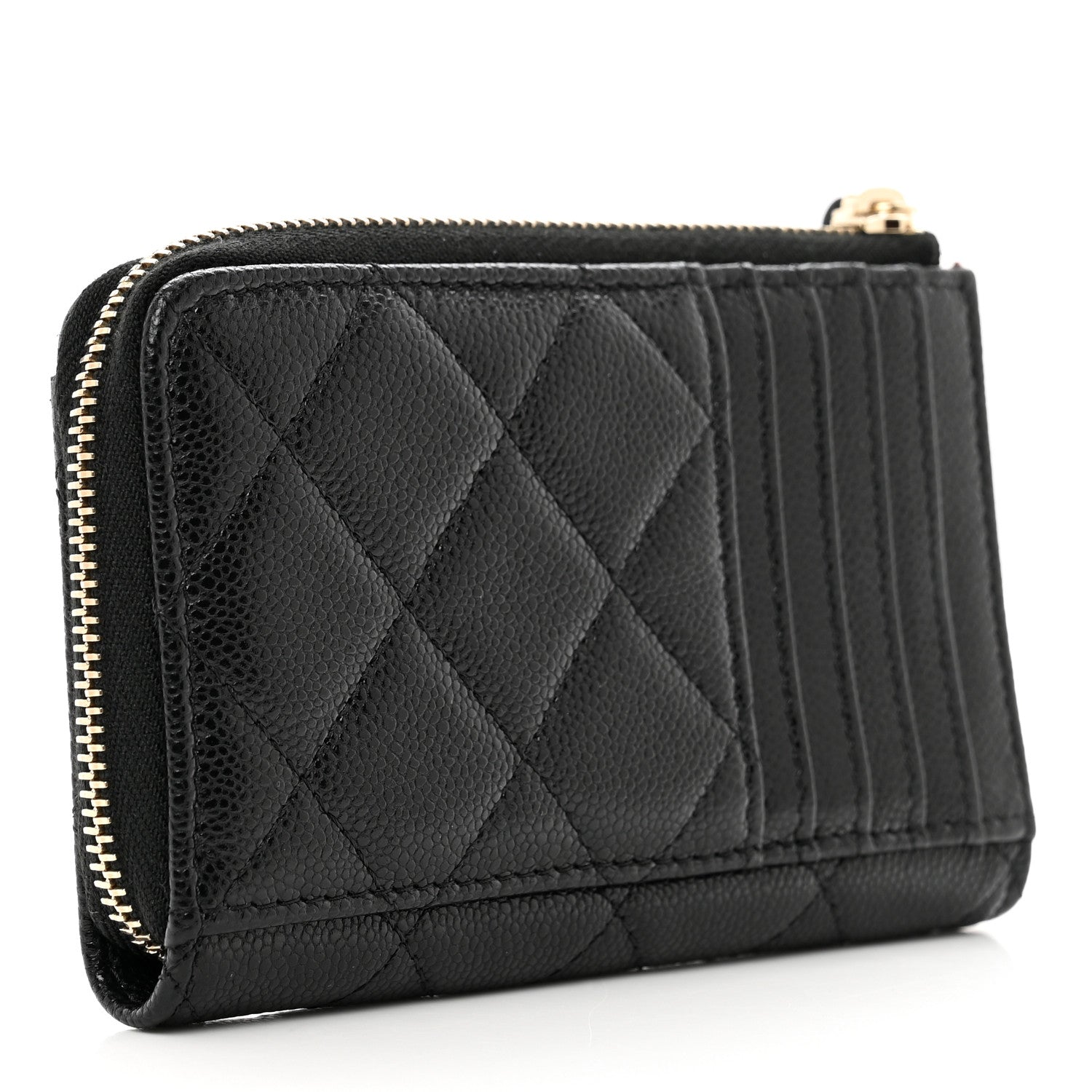 Chanel Caviar Quilted CC Zip Around Card Holder Black 3 of 7