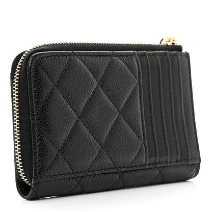 Chanel Caviar Quilted CC Zip Around Card Holder Black 3 of 7