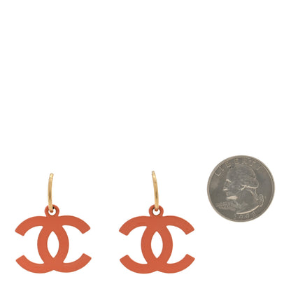 Chanel Resin CC Drop Earrings Orange 2 of 4