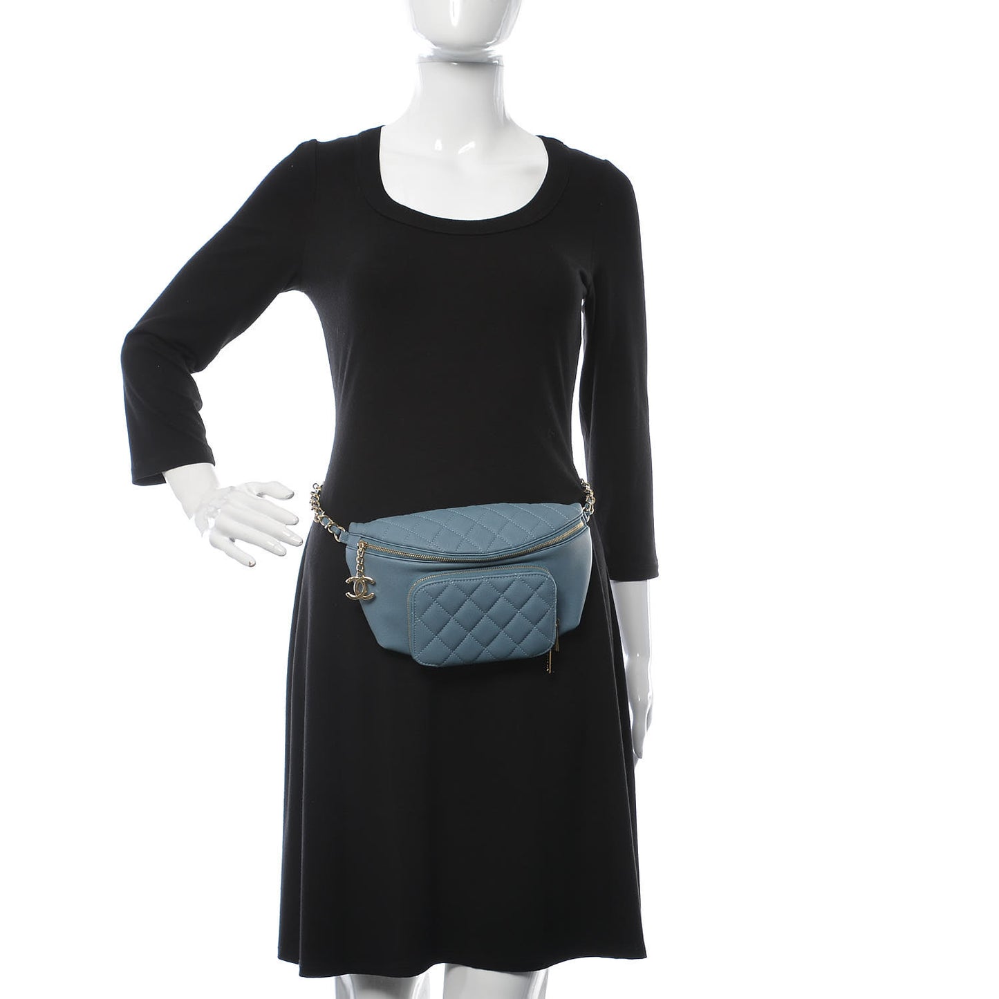Caviar Quilted Business Affinity Waist Bag Blue