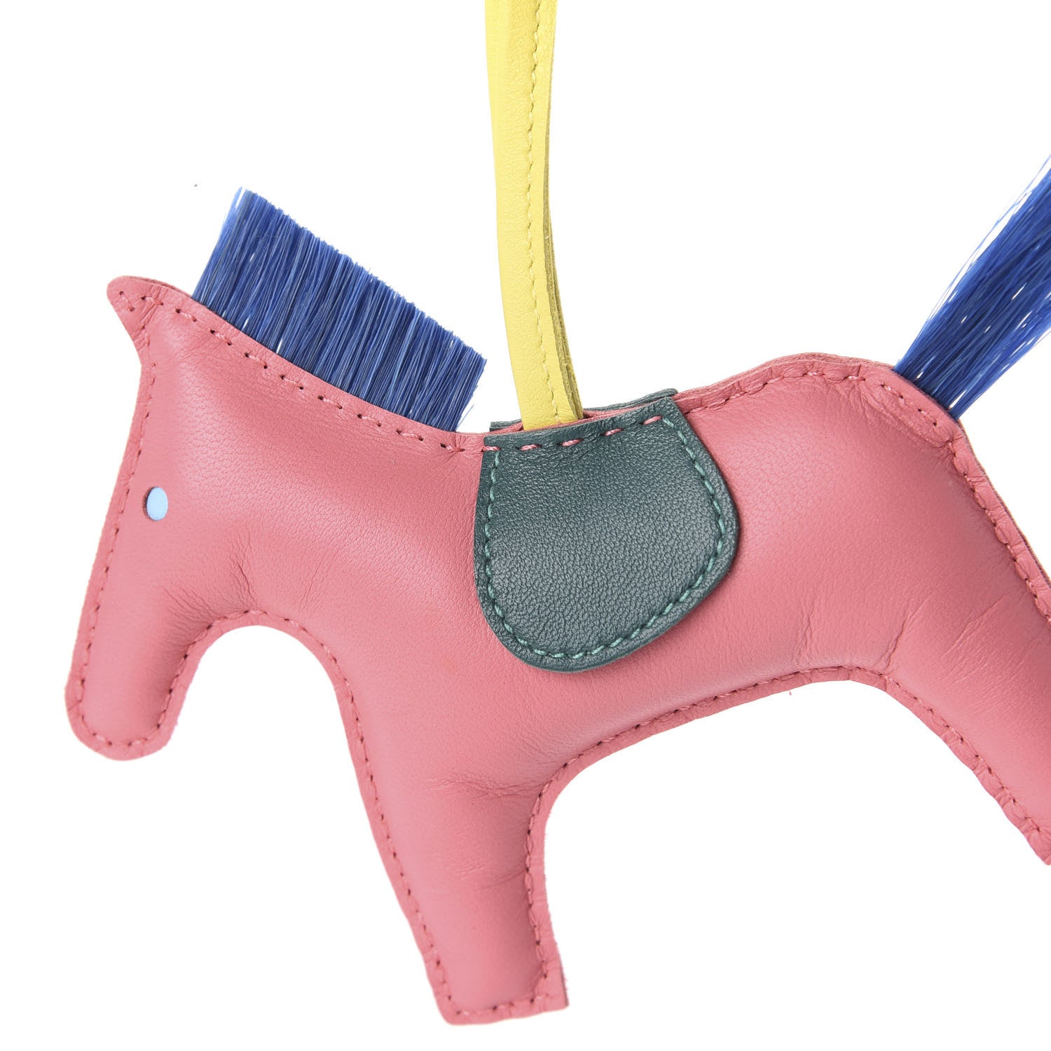 Hermes Milo Lambskin Horse Hair Grigri Rodeo Horse Bag Charm MM Rose Azalee Malachite Lime 3 of 4