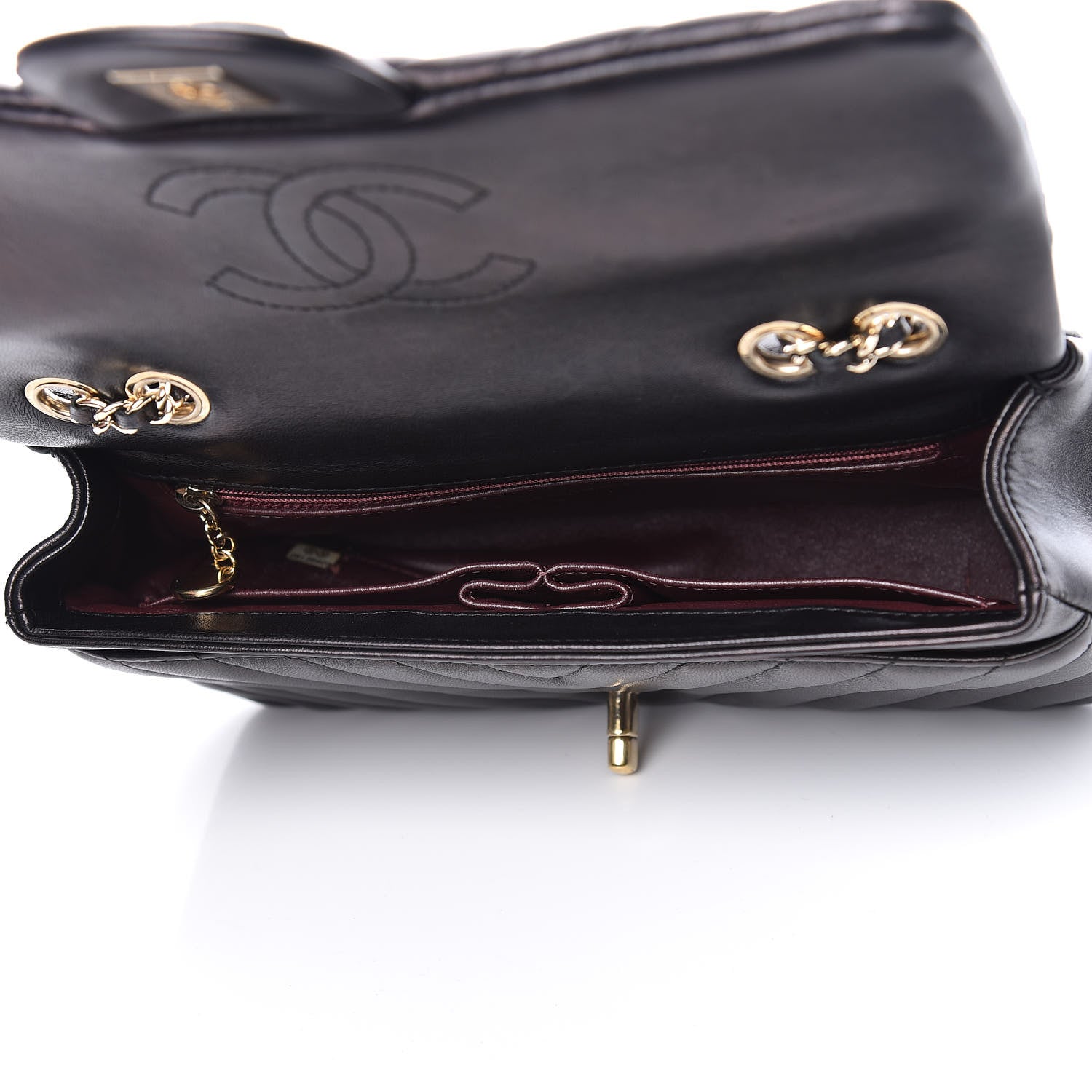 Chanel Calfskin Chevron Medium Single Flap Black 5 of 10