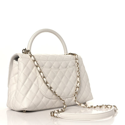 Chanel Caviar Quilted Small Coco Handle Flap White 3 of 11