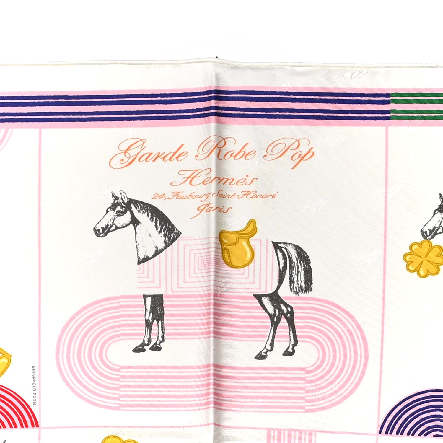 Hermes Silk Garde Robe Pop Charm Triangle Scarf 70 Multicolor White 2 of 6