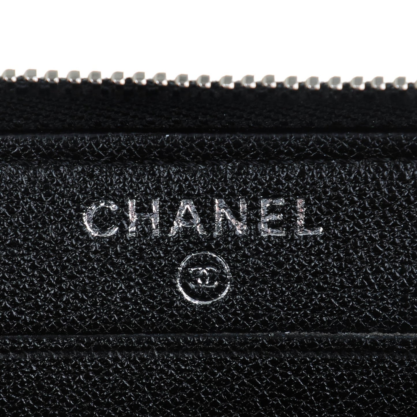 Calfskin Quilted Small Diamond CC Zip Around Wallet Black