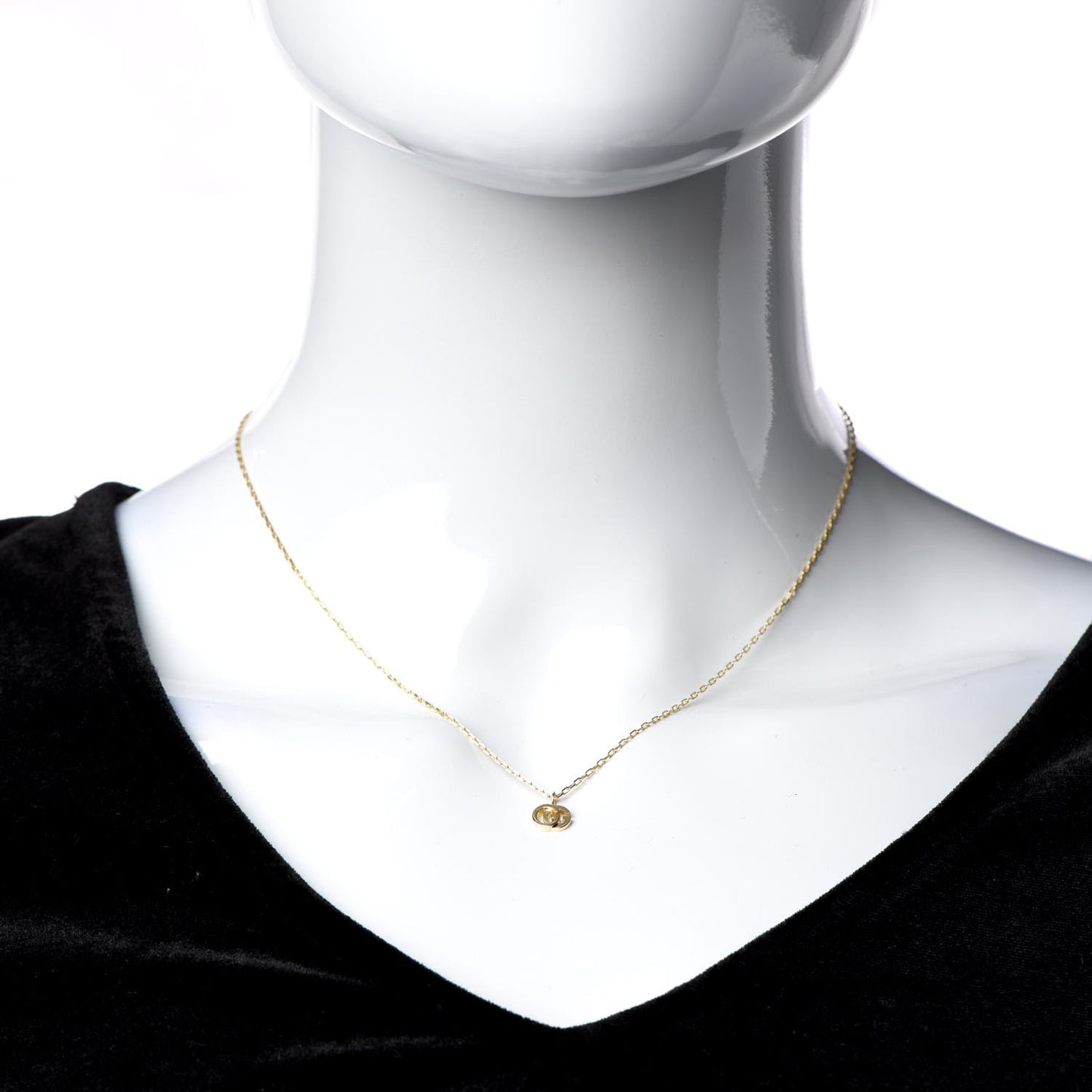 18K Yellow Gold Blue Topaz Running G Pendant Necklace