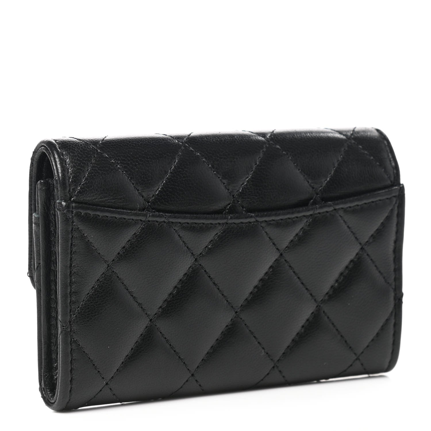 Chanel Lambskin Quilted Flap Card Holder Wallet Black 3 of 8