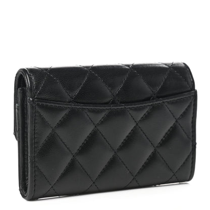 Chanel Lambskin Quilted Flap Card Holder Wallet Black 3 of 8