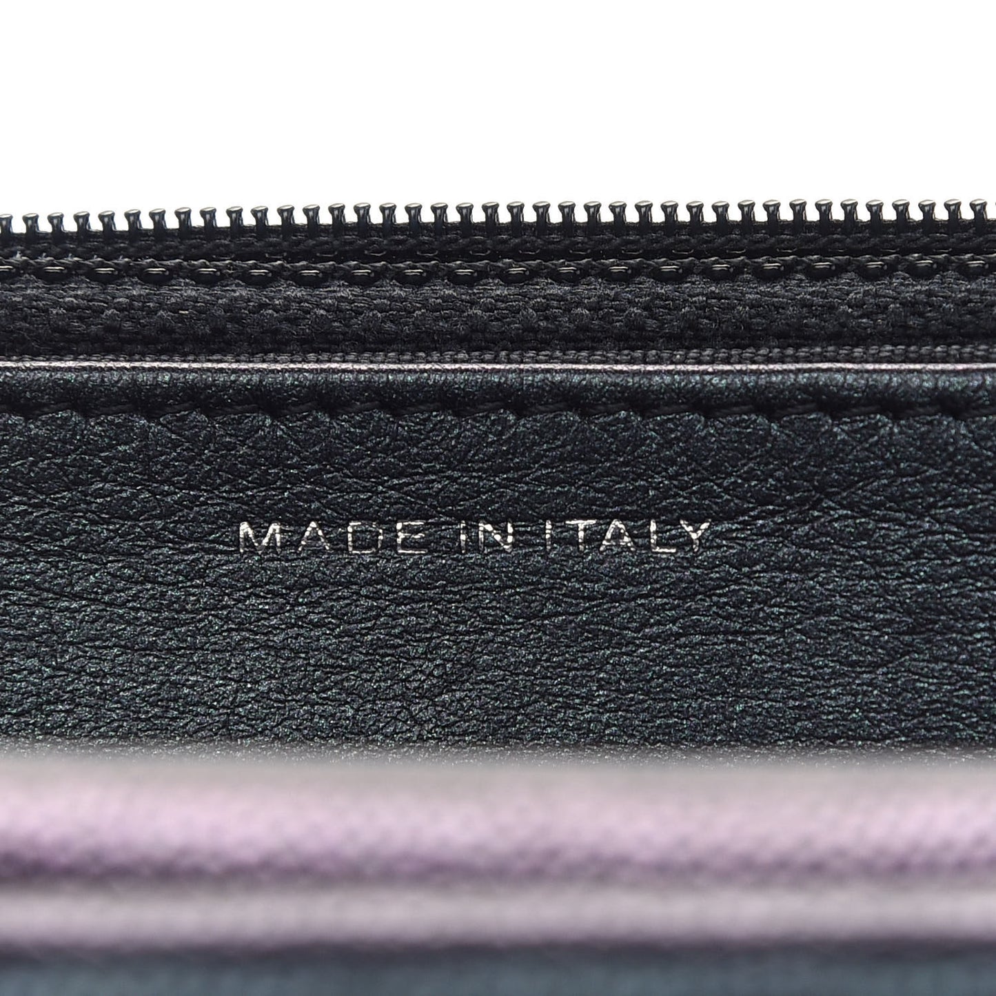 Iridescent Caviar Chevron Quilted Wallet On Chain WOC Black