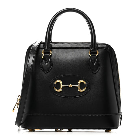 Boarded Plutone Calfskin Small Horsebit 1955 Top Handle Bag Black