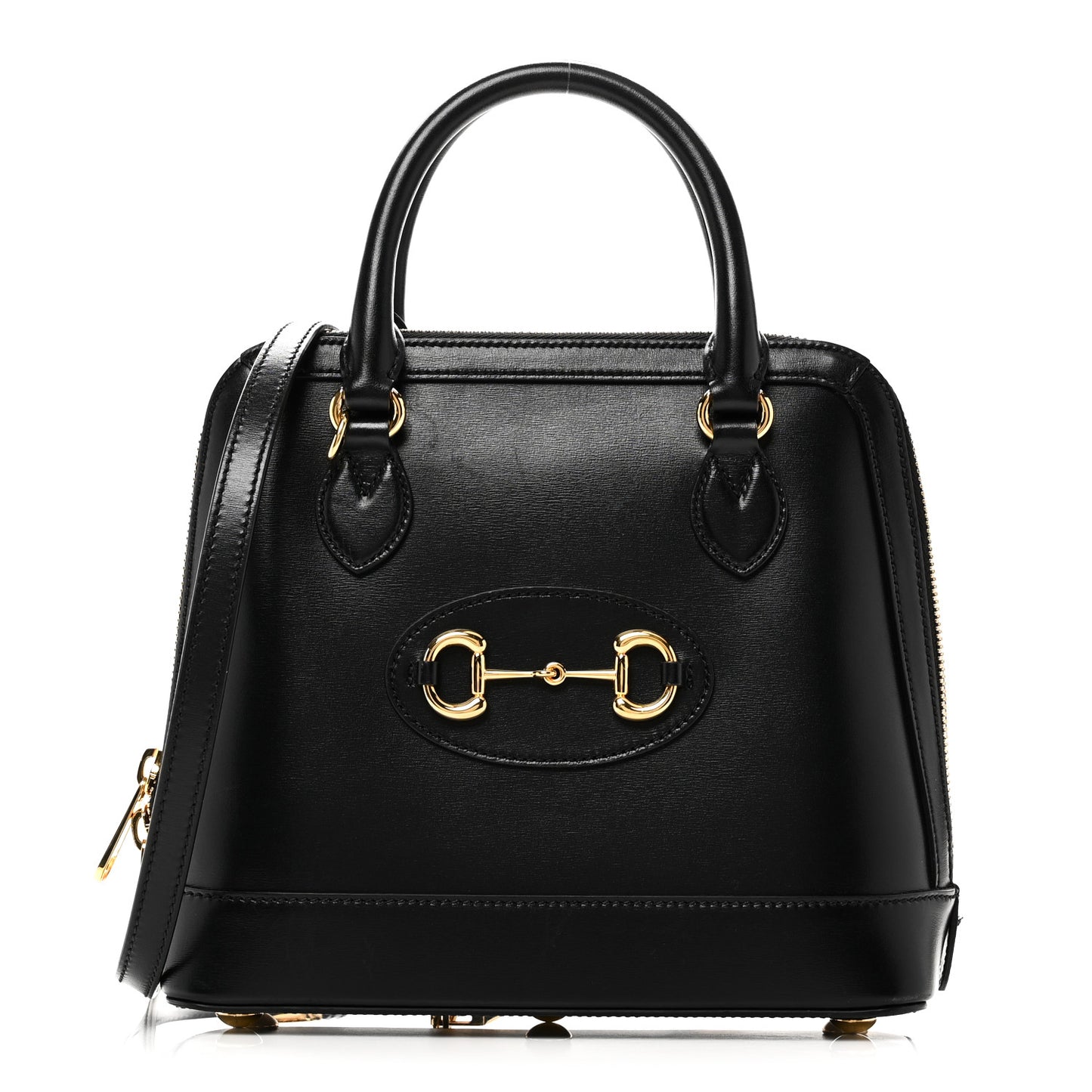 Boarded Plutone Calfskin Small Horsebit 1955 Top Handle Bag Black