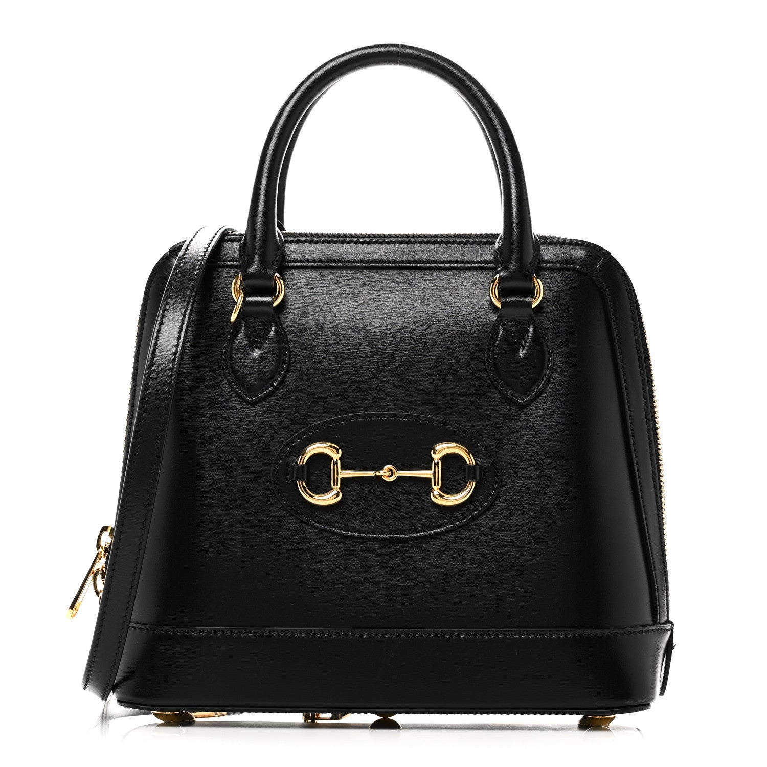 Gucci Boarded Plutone Calfskin Small Horsebit 1955 Top Handle Bag Black 1 of 12