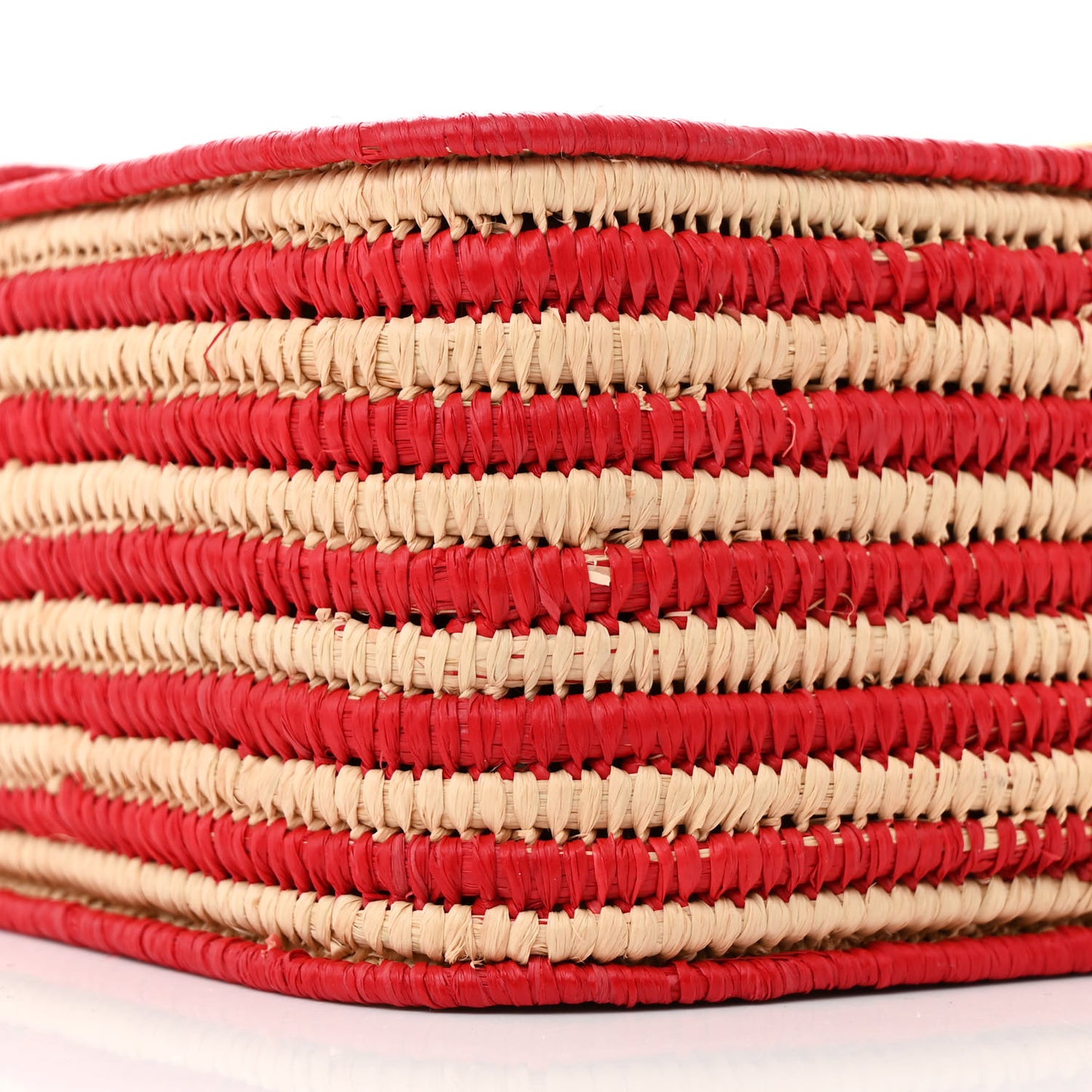 Raffia Woven Small GG Marmont Shoulder Bag Natural Hibiscus Red