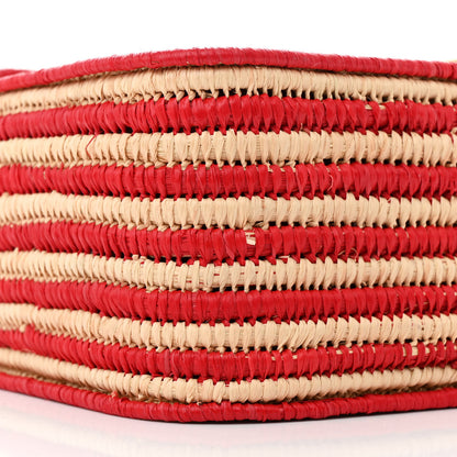 Gucci Raffia Woven Small GG Marmont Shoulder Bag Natural Hibiscus Red 9 of 10