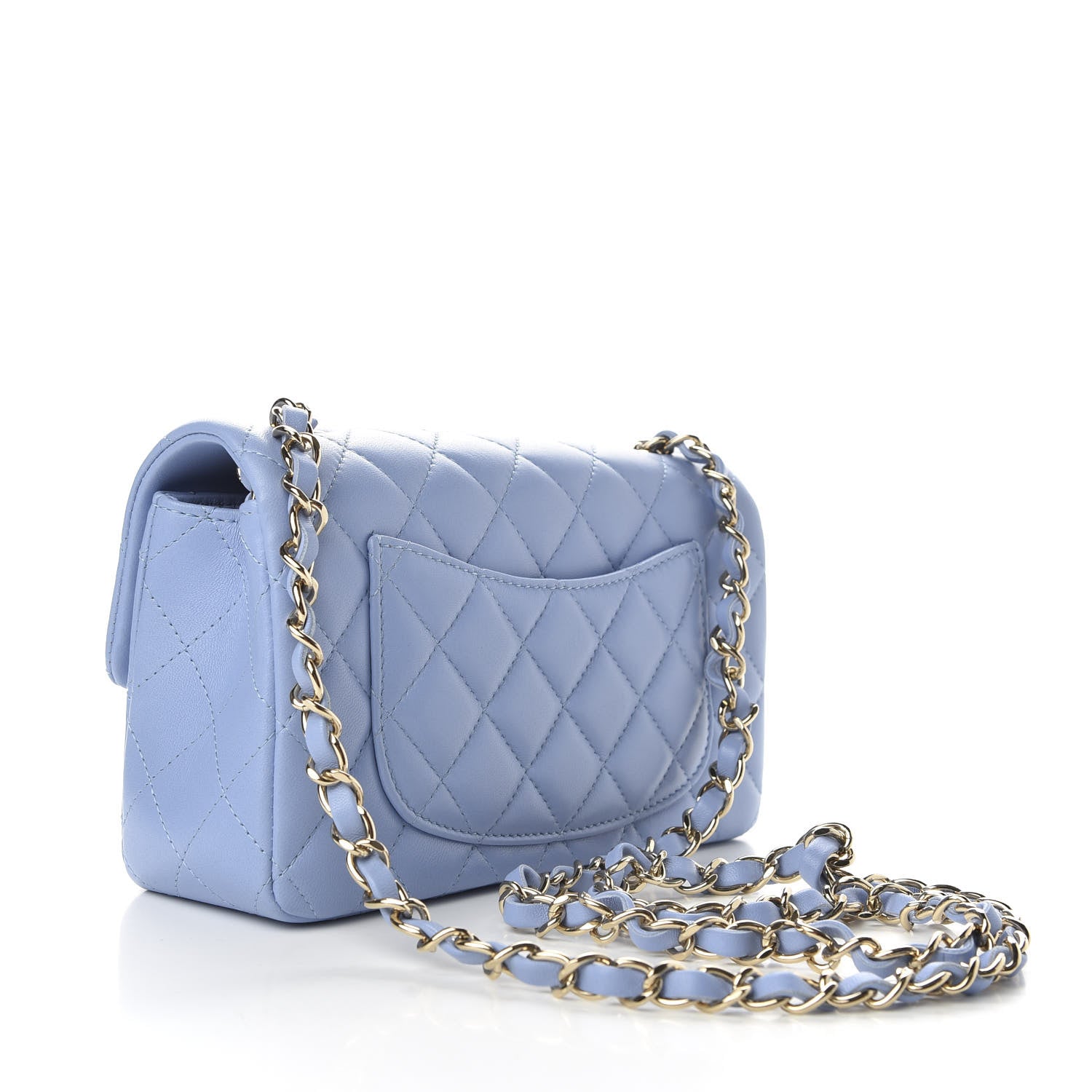 Chanel Lambskin Quilted Mini Rectangular Flap Light Blue 3 of 11