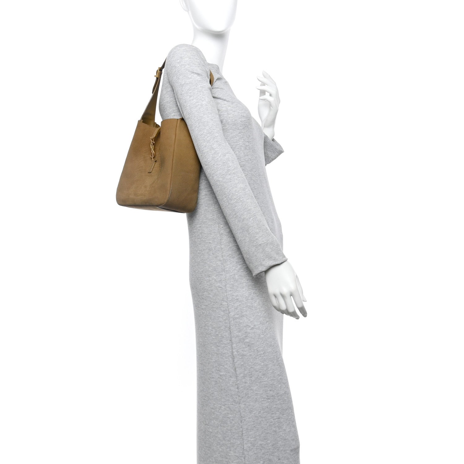 Saint Laurent Calfskin Lizard Embossed Small Le 5 A 7 Soft Hobo Dark Pistachio 2 of 12