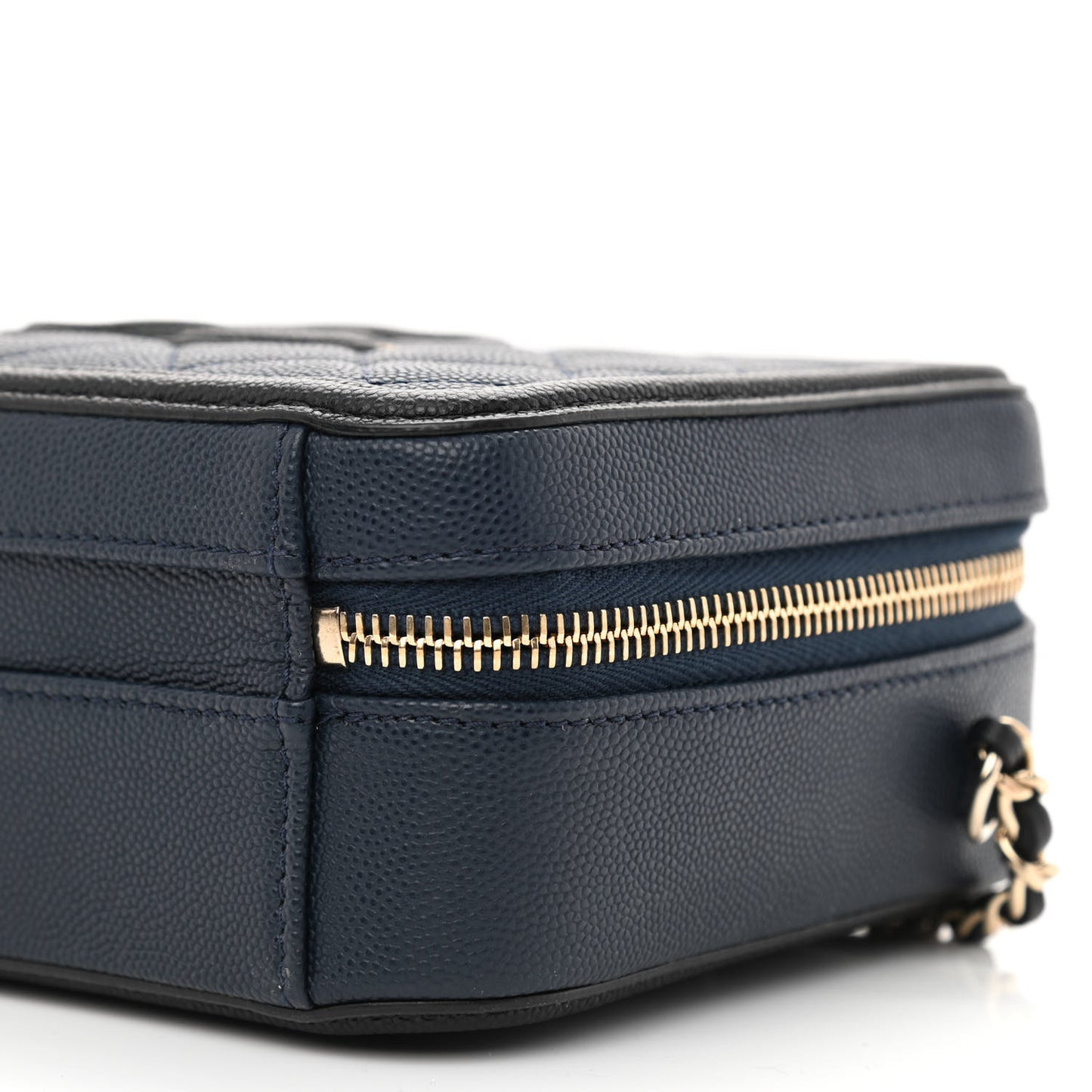 Caviar Quilted Small CC Filigree Vanity Case Navy Black