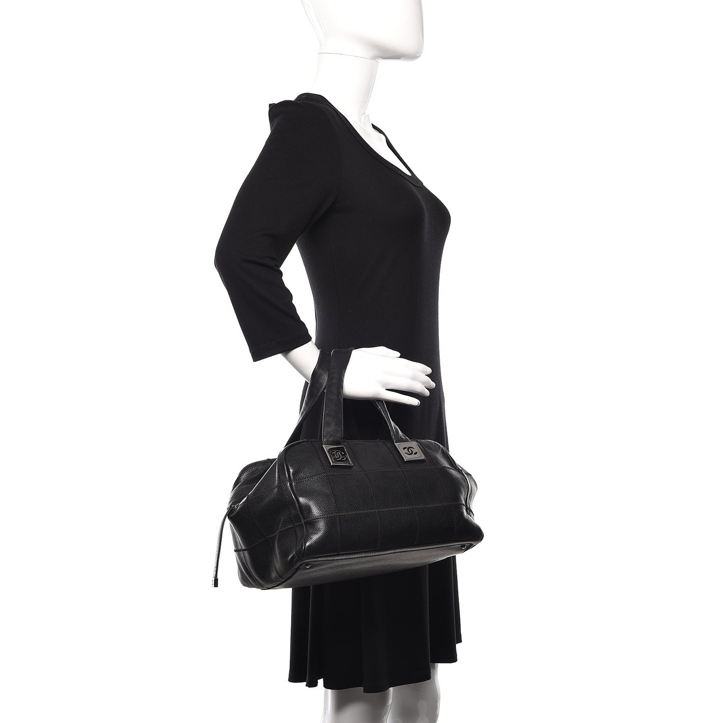 Caviar Square Stitched Bowler Black
