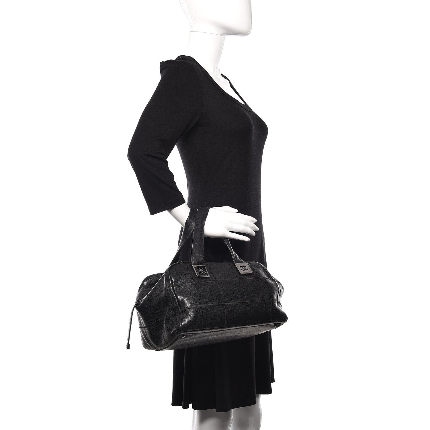 Chanel Caviar Square Stitched Bowler Black 1 of 10