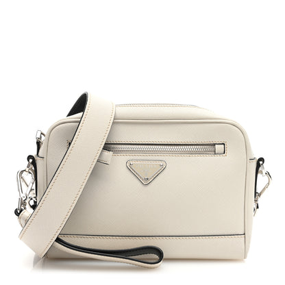 Prada Saffiano Travel Triangle Wristlet Crossbody Bag White 1 of 10