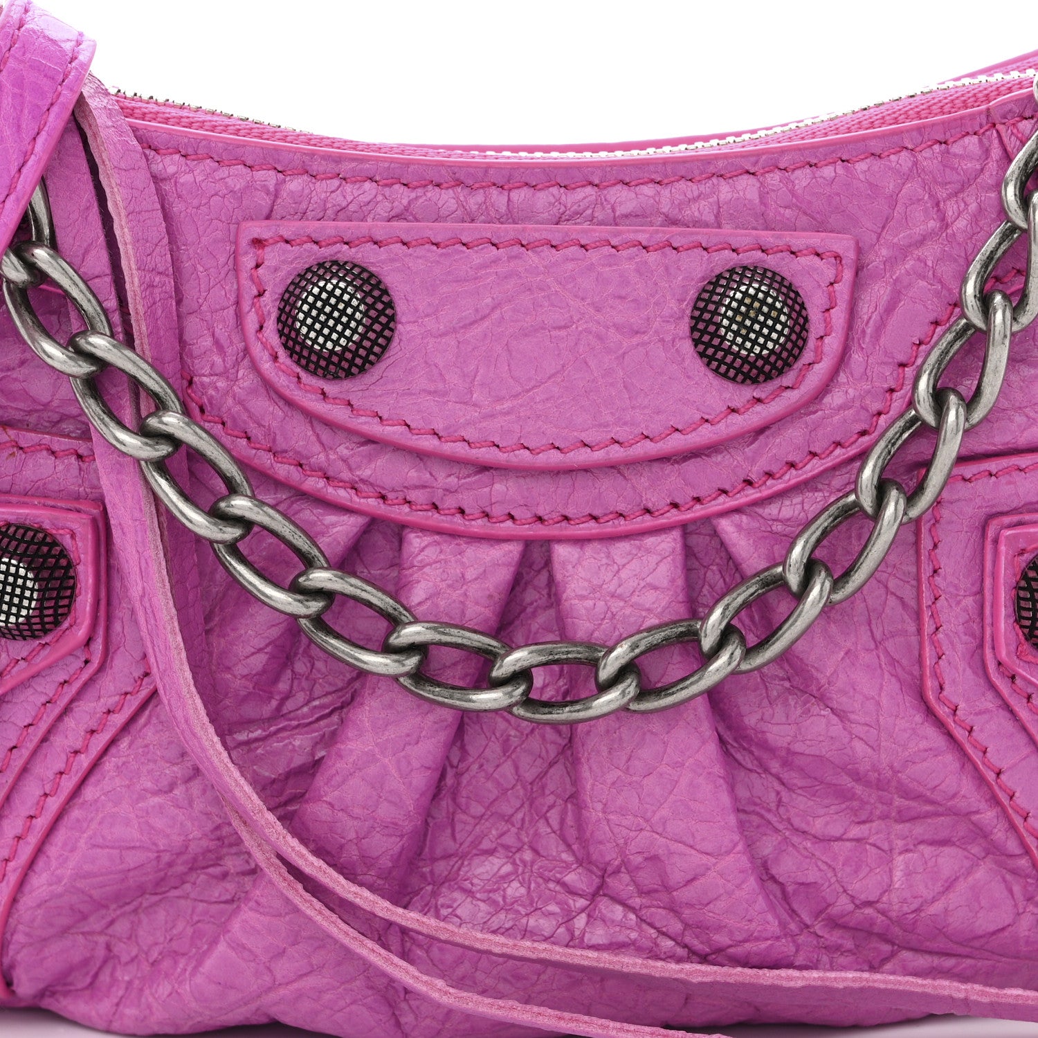 Balenciaga Agneau Arena Le Cagole Mini Purse With Chain Lipstick Pink 9 of 11