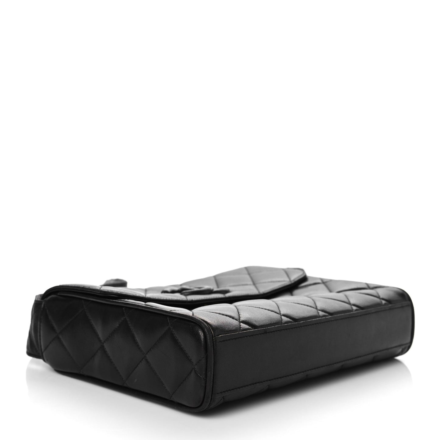 Lambskin Quilted CC Single Flap Shoulder Bag Black
