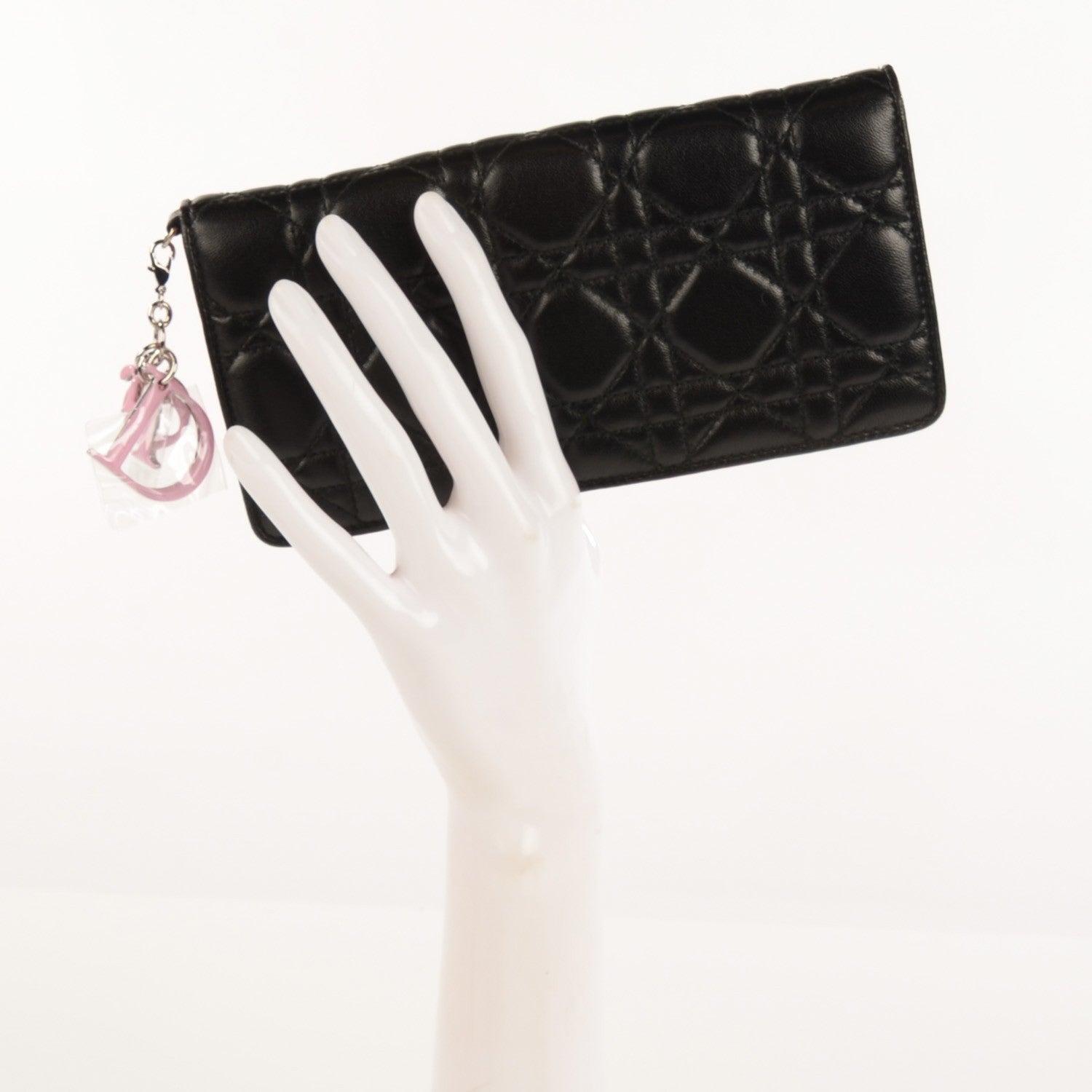 Christian Dior Lambskin Cannage Rendezvous Wallet Black 2 of 9
