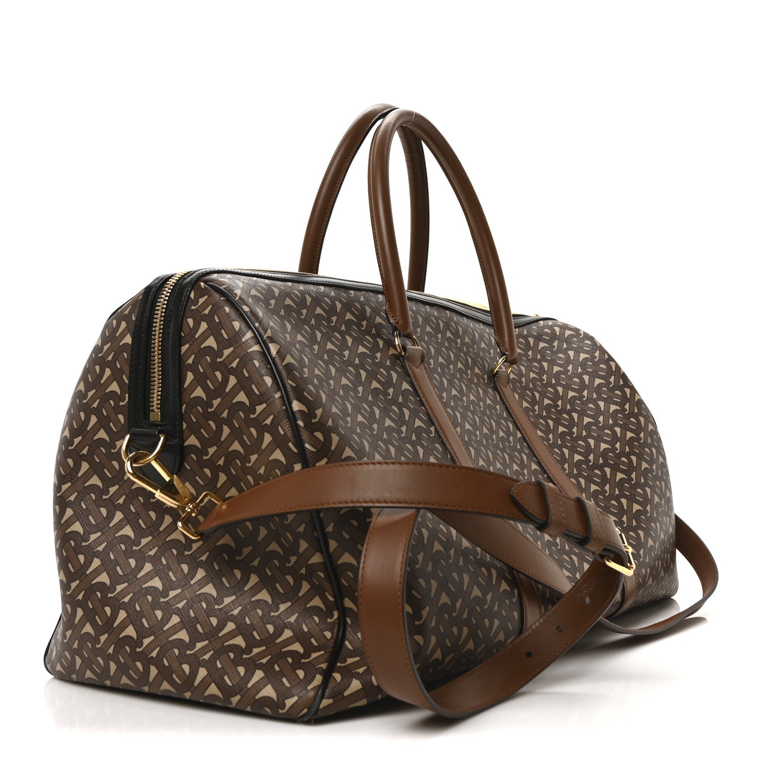 Burberry E-Canvas Monogram Duffle Bag Brown 2 of 9