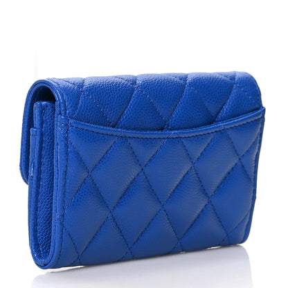 Chanel Caviar Quilted Flap Card Holder Wallet Blue 3 of 7